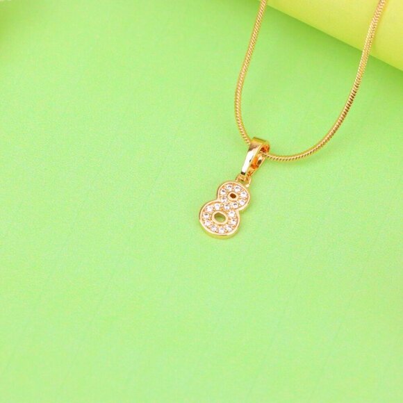 "Rose Gold Number 8 Pendant with Crystals – 18K Gold Plated Charm, XPPT1348 - Picture 4 of 13